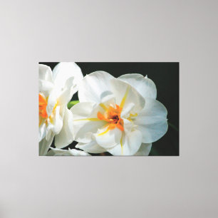 wit bloemig doek canvas afdruk