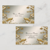 Wit Bloemig Goud  Visitekaartje (Voorkant / Achterkant)