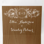  wit bloemig lijst, initialen houten bruiloft drieluik uitnodiging (Binnenzijde eerst)