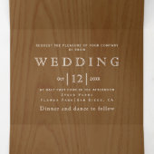  wit bloemig lijst, initialen houten bruiloft drieluik uitnodiging (Binnenkant midden)