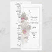 Wit bloemig roze roos kerk bruiloft programma (Voorkant / Achterkant)