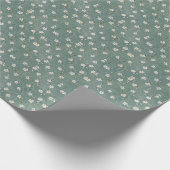 Wit bloemig stoffig groen cadeaupapier (Hoek)