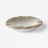 Wit bloemmotief goud versierd papieren kommen (Gebogen)