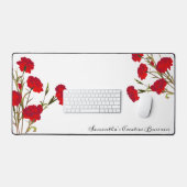  wit bloemontwerp rode anjer Naam toevoegen Bureaumat (Keyboard & Muis)