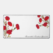  wit bloemontwerp rode anjer Naam toevoegen Bureaumat (Voorkant)