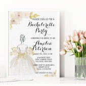 Wit Blush Goud Glitter Jurk Bachelorette Party Kaart