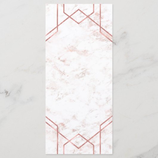 Wit & Blush Marmer en Roos Goud Bruiloft Menu (Achterkant)