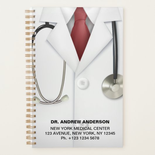 Wit boek voor de benoeming van doctoren met coat e planner (Voorkant)