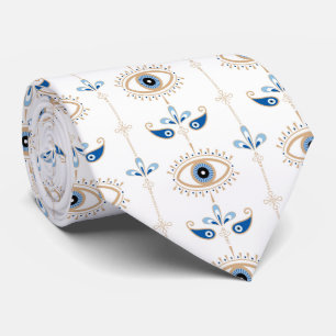 Wit bohemien retro oog patroon stropdas