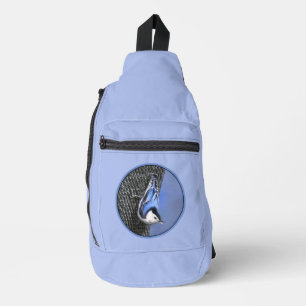 Wit-borstNuthatch schilderij Originele vogel kunst Sling Bag