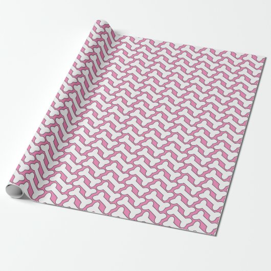 Wit bot patroon op roze Custom Cadeaupapier (Uitgerold)