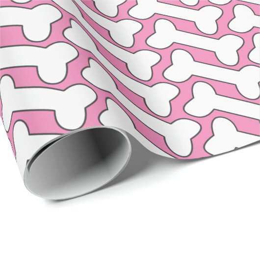 Wit bot patroon op roze Custom Cadeaupapier (Rol Hoek)