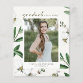 Wit Botanisch Afstuderen Uitnodiging (Voorkant)