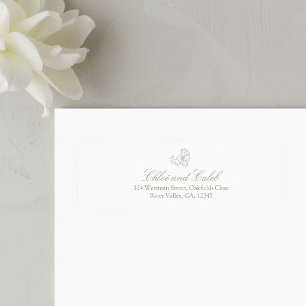 Wit Botanisch retouradreslabel Etiket