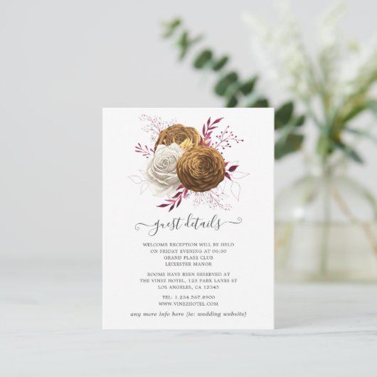 Wit, Bourgogne en goudbloedig huwelijk Informatiekaartje (Staand voorkant)