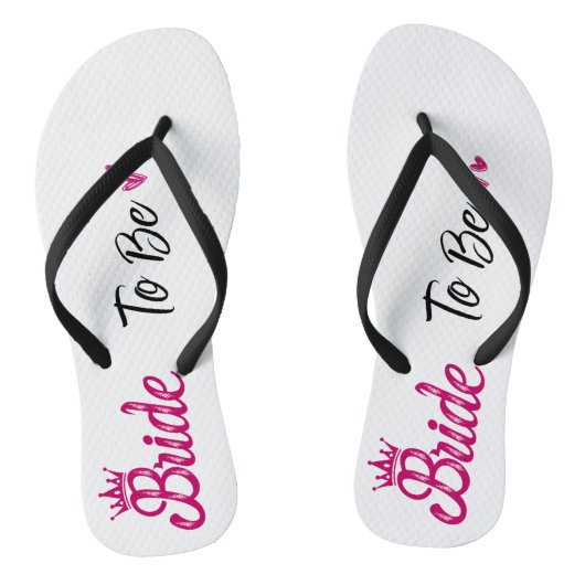 wit "Bride to be" met roze kroon Teenslippers (Voetbed)