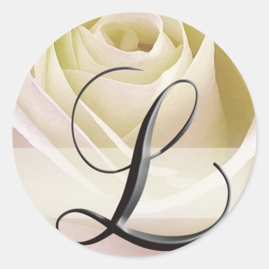Wit Bruids Roos Monogram Sticker Initiaal L (Voorkant)