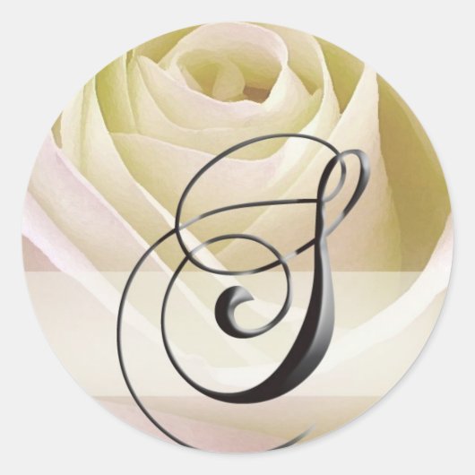 Wit Bruids Roos Monogram Sticker Initiaal S (Voorkant)