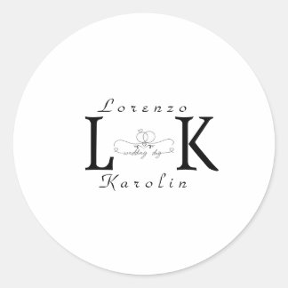 Wit Bruiloft Monogram Eenvoudig Elegant Minimalist Ronde Sticker