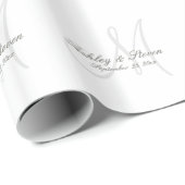 Wit Bruiloft Monogram Wrapping Papier (Rol Hoek)