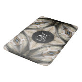 Wit Bruin Blauw Diamant Monogram Ontwerp Badmat (Gekanteld)