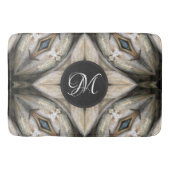 Wit Bruin Blauw Diamant Monogram Ontwerp Badmat (Voorkant)