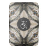 Wit Bruin Blauw Diamant Monogram Ontwerp Badmat (Voorkant Verticaal)