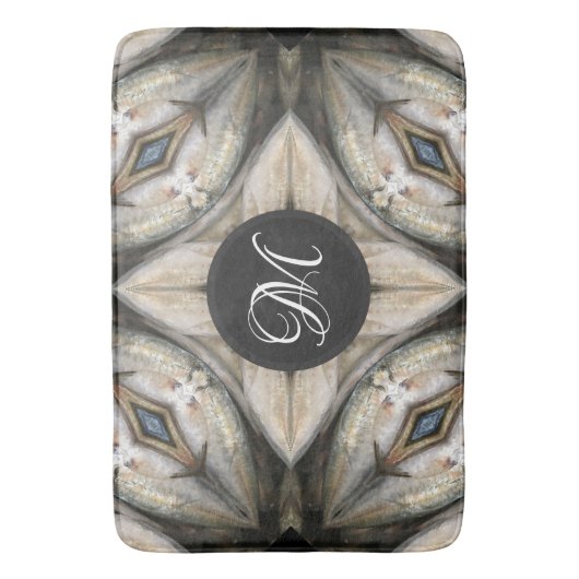 Wit Bruin Blauw Diamant Monogram Ontwerp Badmat (Voorkant Verticaal)