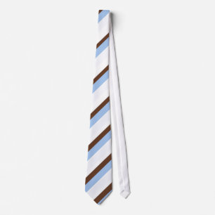 Wit, Bruin & Blauw Gestreepte Mannen Stropdas