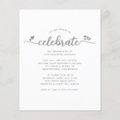 Wit Budget Foto Afstuderen Grijs Script Invite (Achterkant)