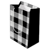 Wit Buffalo Label Plaid Zwart en Wit ID603 Medium Cadeauzakje (Achterkant Gekanteld)
