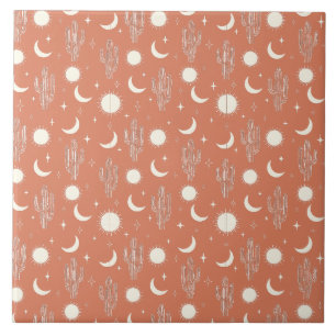 Wit Cactus Patroon Tegeltje