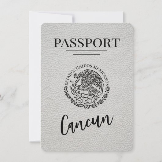 Wit Cancun paspoort Bewaar de datum Save The Date (Achterkant)