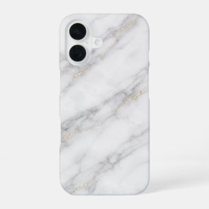 Wit Carrara-marmer met champagnegouden aders iPhone 16 Hoesje