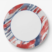 Wit Centrum met Abstract Waterverf Vlagpatroon Papieren Bordje (Voorkant)