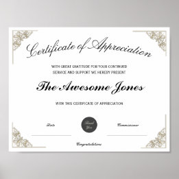 Wit Certificaat van Waardering Aangepast Logo Poster