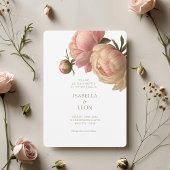 Wit | Chic Blush Roos huwelijksuitnodiging Kaart