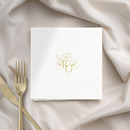 Wit | Chic Faux Gold Monogram Huwelijk Servet
