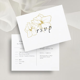 Wit Chic Floral Wedding RSVP Briefkaart