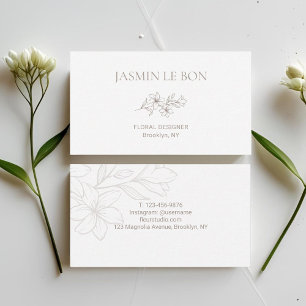 Wit Chic minimalistische bloem Visitekaartje