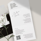 Wit | Chic moderne all-in-one trouwuitnodiging All In One Uitnodiging