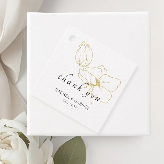 Wit | Chic Moderne Bloem Bruiloft  Bedankjes Labels