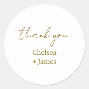 Wit Chic Simple Script Dank u voor uw bruiloft Ronde Sticker