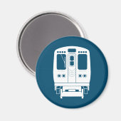 Wit Chicago "L" profiel op blauwe achtergrond Magneet (Voorkant / Achterkant)