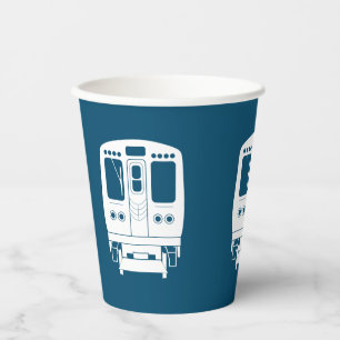 Wit Chicago "L" profiel op blauwe achtergrond Papieren Bekers
