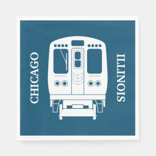 Wit Chicago "L" profiel op blauwe achtergrond Servet