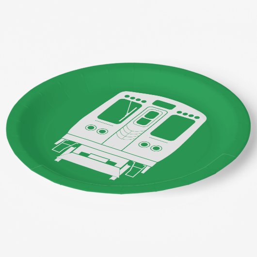 Wit Chicago "L" profiel op groene achtergrond Papieren Bordje (Gekanteld)