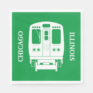 Wit Chicago "L" profiel op groene achtergrond Servet