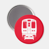 Wit Chicago "L" profiel op rode achtergrond Magneet (Voorkant / Achterkant)