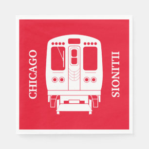 Wit Chicago "L" profiel op rode achtergrond Servet